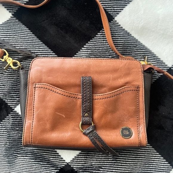 The Sak Brown - Tan Leather Cross Body Satchel Purse - Picture 1 of 6